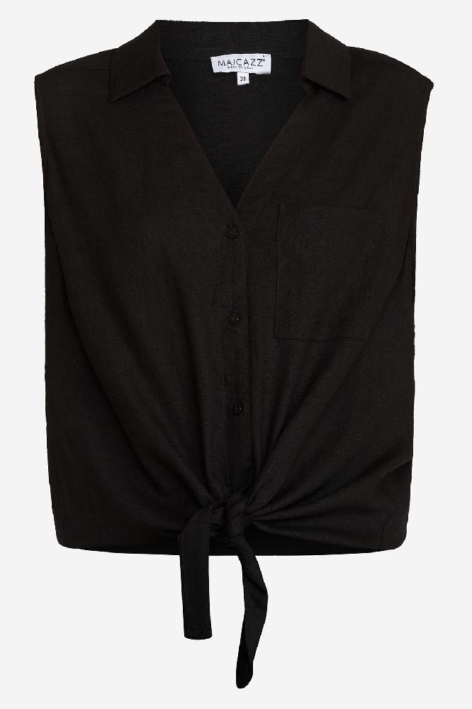 Top Jolene is een blouse model zonder mouwen. De blouse heeft een borstzakje en is afgewerkt met een leuk knoopje aan de onderkant van de top. 

Materialen: 80% Viscose / 20% Linen