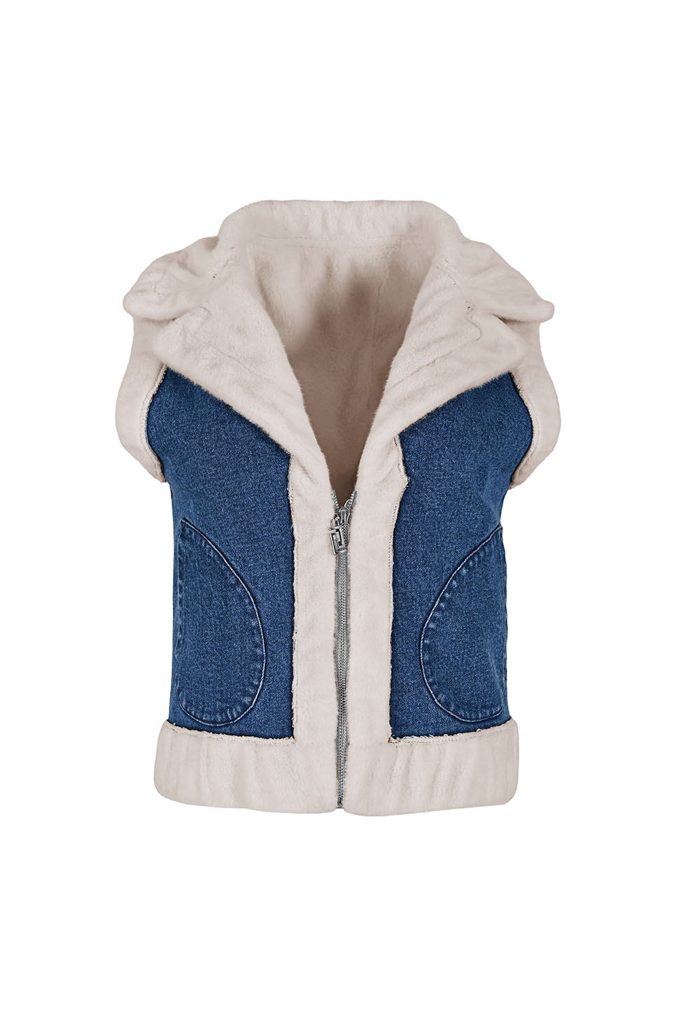 Ontdek onze modieuze Lali gilet, waarin luxe bont en stoere denimstof samenkomen voor een unieke stijl. Dit veelzijdige kledingstuk biedt een harmonieuze mix van elegantie en casual flair, perfect voor het creÃ«ren van een geraffineerde look.