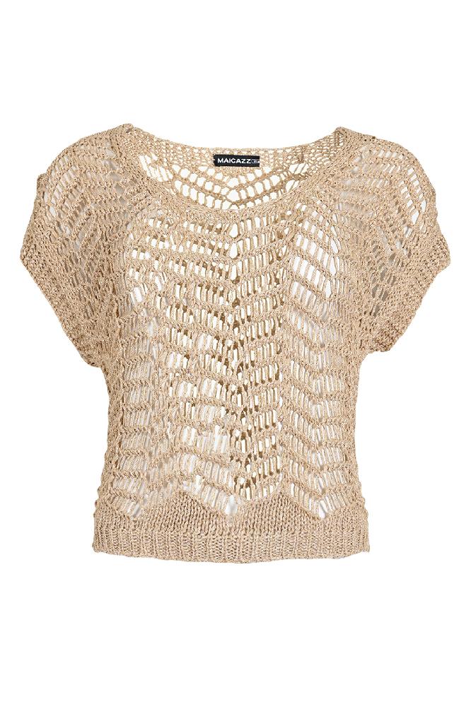 trui van bandjes garen in gold lurex