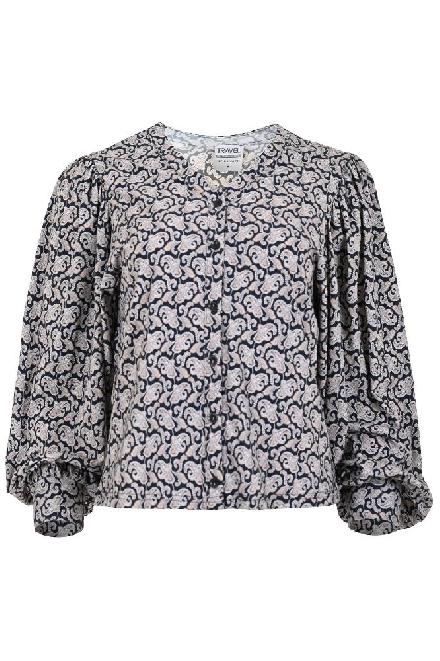 Blouse met pof mouwen met v hals en knopen